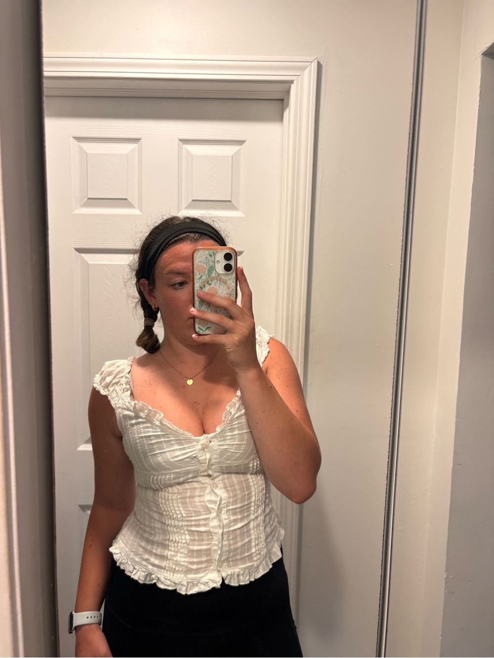 John Galt White Lace Ruffle Button Tank - Picture 8 of 8
